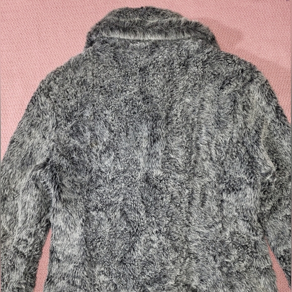 MISS SIXTY Made in Italy Fitted Faux Fur Coat Mid-Length Jacket Snap Gray Size M - Picture 13 of 16